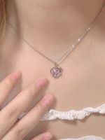 Copper Cute Heart Shape Inlay Zircon Pendant Necklace main image 4