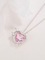 Copper Cute Heart Shape Inlay Zircon Pendant Necklace main image 5