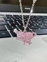 Copper Cute Heart Shape Inlay Zircon Pendant Necklace main image 10