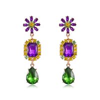 1 Pair Elegant Flower Plating Inlay Alloy Artificial Gemstones Gold Plated Drop Earrings sku image 2