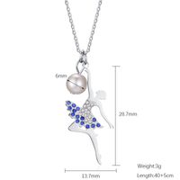 Stainless Steel Imitation Pearl Gold Plated Simple Style Inlay Ballet Girl Zircon Pendant Necklace Necklace main image 6