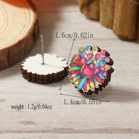 1 Pair Cute Heart Shape Flower Umbrella Painted Plating Wood Silver Plated Ear Studs sku image 31