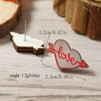 1 Pair Cute Heart Shape Flower Umbrella Painted Plating Wood Silver Plated Ear Studs sku image 28