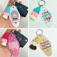 Ethnic Style Letter Tassel Arylic Mother's Day Women's Bag Pendant Keychain main image 1