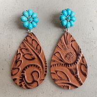 1 Pair Casual Water Droplets Pu Leather Drop Earrings main image 1