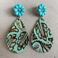 1 Pair Casual Water Droplets Pu Leather Drop Earrings main image 2
