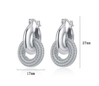1 Pair Casual Double Ring Plating Inlay Sterling Silver Zircon 24k Gold Plated White Gold Plated Drop Earrings main image 2