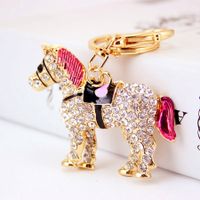 Cute Horse Alloy Inlaid Zircon Women's Bag Pendant Keychain sku image 1