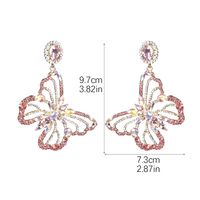 1 Par Brillante Mariposa Embutido Aleación Diamantes De Imitación Circón Pendientes De Gota main image 2