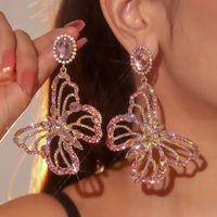 1 Pair Shiny Butterfly Inlay Alloy Rhinestones Zircon Drop Earrings main image 10