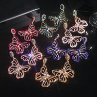 1 Pair Shiny Butterfly Inlay Alloy Rhinestones Zircon Drop Earrings main image 1