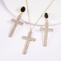 Elegant Retro Simple Style Cross Alloy Polishing Plating Inlay Rhinestones Gold Plated Women's Jewelry Set main image 5