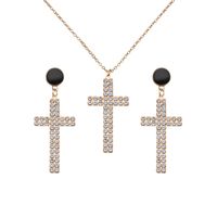 Elegant Retro Simple Style Cross Alloy Polishing Plating Inlay Rhinestones Gold Plated Women's Jewelry Set sku image 1