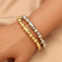 Simple Style Round Solid Color Copper Beaded Handmade Plating 18k Gold Plated Bracelets main image 1