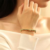 Simple Style Round Solid Color Copper Beaded Handmade Plating 18k Gold Plated Bracelets main image 4