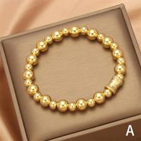 Simple Style Round Solid Color Copper Beaded Handmade Plating 18k Gold Plated Bracelets sku image 1