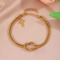 Wholesale Jewelry Retro Punk Cross Alloy None 14K Gold Plated Bracelets sku image 2