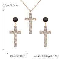 Elegant Retro Simple Style Cross Alloy Polishing Plating Inlay Rhinestones Gold Plated Women's Jewelry Set main image 2