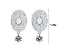 1 Pair Original Design Oval Plating Inlay Sterling Silver Artificial Gemstones Zircon White Gold Plated Drop Earrings main image 2