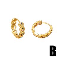 1 Paar Einfacher Stil Herzform Inlay Kupfer Zirkon 18 Karat Vergoldet Reif Ohrringe main image 5