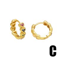 1 Paar Einfacher Stil Herzform Inlay Kupfer Zirkon 18 Karat Vergoldet Reif Ohrringe main image 6