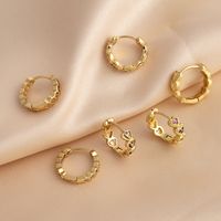 1 Pair Simple Style Heart Shape Inlay Copper Zircon 18k Gold Plated Hoop Earrings main image 3