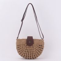 Women's Medium Straw Color Block Streetwear Dumpling Shape Zipper Straw Bag main image 1