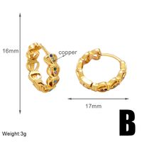1 Pair Simple Style Heart Shape Inlay Copper Zircon 18k Gold Plated Hoop Earrings sku image 1