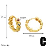 1 Pair Simple Style Heart Shape Inlay Copper Zircon 18k Gold Plated Hoop Earrings sku image 2