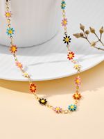 304 Stainless Steel 14K Gold Plated Sweet Enamel Plating Daisy Necklace main image 1
