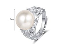 Casual Pearl Sterling Silver Plating Inlay Shell White Gold Plated Open Rings main image 2