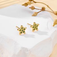 1 Pair Simple Style Shiny Star Plating Inlay 304 Stainless Steel Zircon 18K Gold Plated Ear Studs main image 5