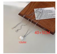 Elegant Solid Color Sterling Silver Plating Inlay Artificial Pearls White Gold Plated Pendant Necklace main image 2