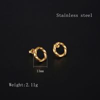 1 Pair IG Style Elegant Simple Style Round Solid Color Plating Hollow Out 304 Stainless Steel 18K Gold Plated Ear Studs main image 2