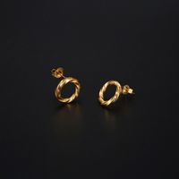 1 Pair IG Style Elegant Simple Style Round Solid Color Plating Hollow Out 304 Stainless Steel 18K Gold Plated Ear Studs main image 5