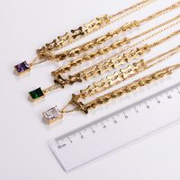 304 Stainless Steel 18K Gold Plated Simple Style Plating Rectangle Zircon Layered Necklaces main image 7