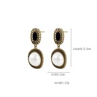 1 Pair Simple Style Round Inlay Alloy Artificial Pearls Drop Earrings main image 2