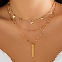 Simple Style Classic Style Commute Star Rectangle Titanium Steel Copper Necklace sku image 2