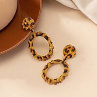 1 Pair Retro Exaggerated Streetwear Round Leopard Plating Alloy Gold Plated Drop Earrings main image 1