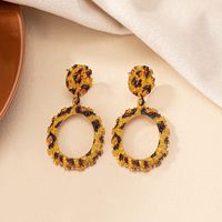 1 Pair Retro Exaggerated Streetwear Round Leopard Plating Alloy Gold Plated Drop Earrings main image 5