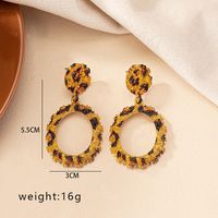 1 Pair Retro Exaggerated Streetwear Round Leopard Plating Alloy Gold Plated Drop Earrings main image 2