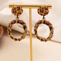 1 Pair Retro Exaggerated Streetwear Round Leopard Plating Alloy Gold Plated Drop Earrings main image 4