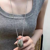 Retro Simple Style Oval Sterling Silver Plating Gold Plated Silver Plated Necklace sku image 2