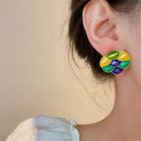 1 Pair Ig Style Simple Style Color Block Enamel Alloy Ear Studs main image 4