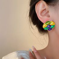 1 Pair Ig Style Simple Style Color Block Enamel Alloy Ear Studs main image 5