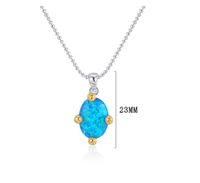 Original Design Oval Sterling Silver Plating Inlay Artificial Gemstones White Gold Plated Pendant Necklace main image 2