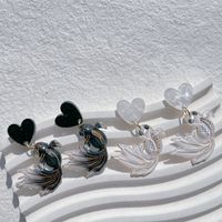 1 Pair Cute Simple Style Heart Shape Fish Polishing Plating Arylic 14k Gold Plated Drop Earrings main image 3