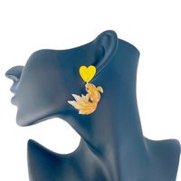 1 Pair Cute Simple Style Heart Shape Fish Polishing Plating Arylic 14k Gold Plated Drop Earrings main image 7