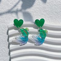 1 Pair Cute Simple Style Heart Shape Fish Polishing Plating Arylic 14k Gold Plated Drop Earrings sku image 6