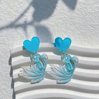 1 Pair Cute Simple Style Heart Shape Fish Polishing Plating Arylic 14k Gold Plated Drop Earrings sku image 7